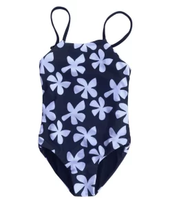 Of One Sea Girl's One Piece In Black Plumeria Mini