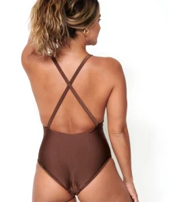 Jade Swim Mila One Piece In Chocolate Sheen One Pieces