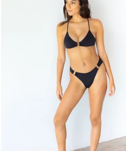 Revel Rey Cora Top In Black Snake Swim