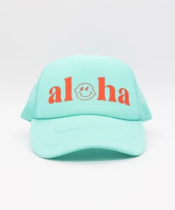 BikiniBird Aloha Trucker Hat In Aqua/Orange BikiniBird Exclusives