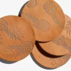 ISLANDBOY Pineapple Leather Coaster Set In Natural