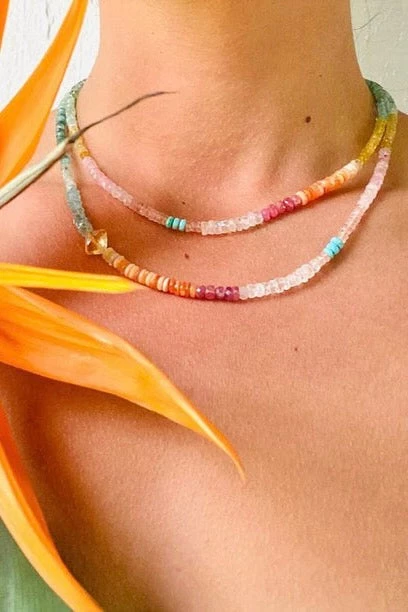 RueBelle Maui Jewelry RueBelle Topaz Accent Rainbow Chakra Necklace 3 RueBelle Maui Jewelry RueBelle Topaz Accent Rainbow Chakra Necklace