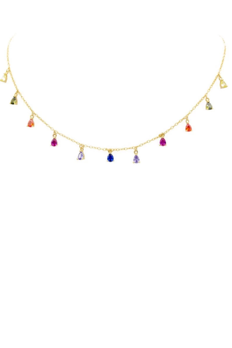 ZOU Gold Charm Necklace In Multicolor 2 ZOU Gold Charm Necklace In Multicolor