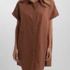 Rhythm Linen Shirt Dress In Baked Clay Clothing