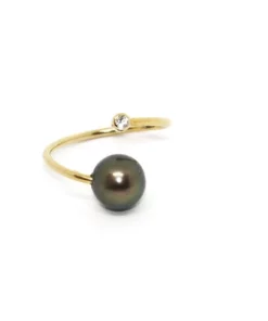 Honi Hoops Antibes Ring With White Topaz & Tahitian Pearl