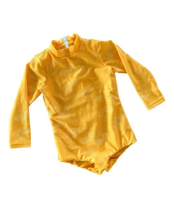 Of One Sea Girl's Long Sleeve Zip Up In Yellow Ohia