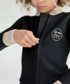 Mini Of One Sea Kid's Natural Rubber Wetsuit In Black