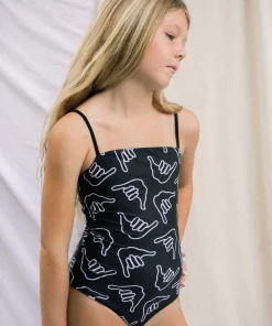 Mini Of One Sea Girl's One Piece In Black Shaka