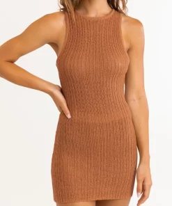 Rhythm Desert Knit Mini Dress In Sienna Clothing