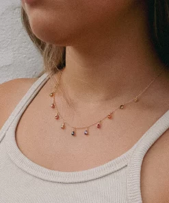 ZOU Gold Charm Necklace In Multicolor