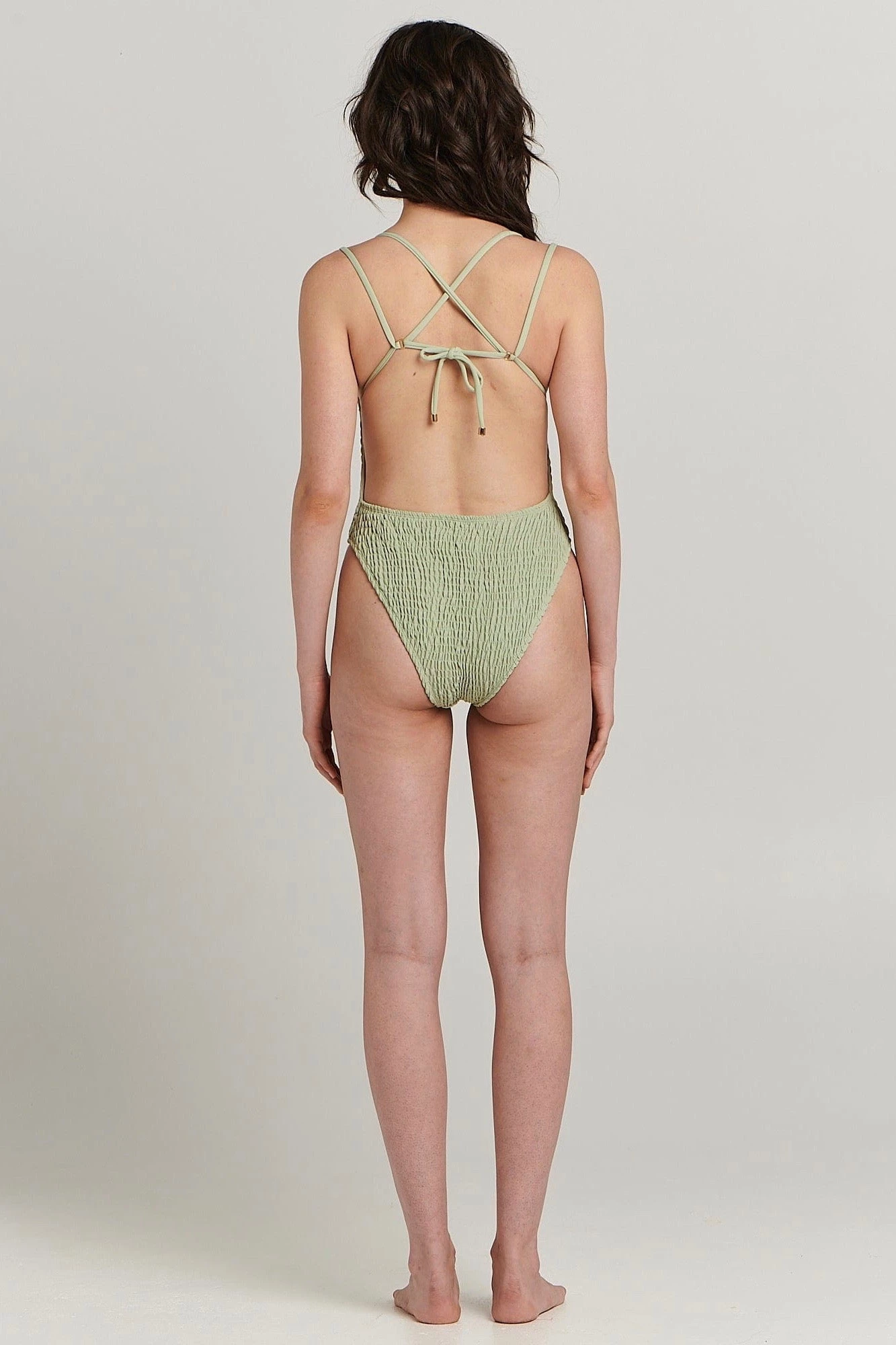 Charlie Holiday Gina Shirred One Piece In Sage 5 Charlie Holiday Gina Shirred One Piece In Sage