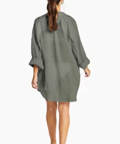 Vitamin A Playa Linen Oversized Shirt In Agave